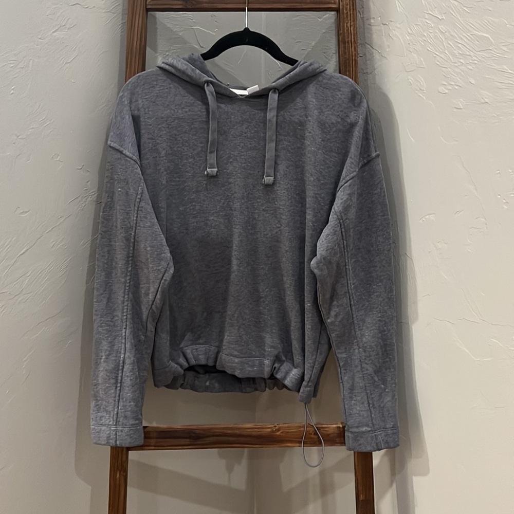 Gray Cinched-Bottom Hoodie